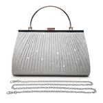 Pahajim Handbags Shoulder Bags Glitter Clutch Bags for Women Sparkly Evening Bags Sequin Bag for Wedding, Party, Date, Prom (Silver)