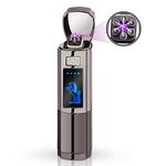 Triple Arc Lighter Plasma Lighter Windproof Lighter Rechargeable Electric Lighter Survival Lighter with LED Battery Indicator for Fire Outdoors Adventure Camping Hiking