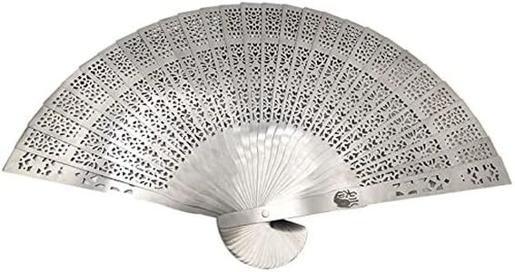 Pure Titanium Hollowed Out Folding Fan, high-end Gift Furniture Ornaments self-Defense, Multi-Channel Craft Sanding, High Shine, 8.07 inches (20.5CM) 28 Pieces of Fan Bone, Double line Fixation 180g