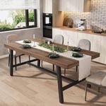 GarveeHome Industrial Dining Table for 6~8 People, 70.87" Long Rectangle Dining Table, Wooden Kitchen Table with Sturdy Metal Frame, Dinner Table, Dining Room Table for Kitchen, Dining Room-Brown