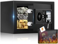Mini Safe Box, 0.55 Cuft Home Safe with Fireproof Waterproof Bag, Anti-Theft Digital Security Lock Box with Smart Alert System, Mute Function, Personal Safes Box for Money Jewelry