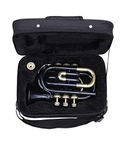 OSWAL Bb Flat Black Brass Finishing Pocket Trumpet W/Free Case+Mouthpiece