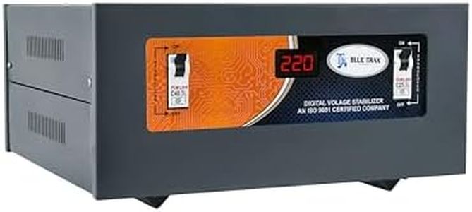 BLUE TRAX 5 KVA 4000W 130V-300V Table Top Mainline Digital Voltage Stabilizer for Home Multipurpose Use 5 KVA Heavy Duty 4000W with 3 Year Warranty Grey