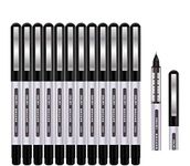 Surcotto Rollerball Pen, 0.5mm Black Pens, Smooth Ballpoint Pen Quick-Drying Liquid Ink Rollerball Pens - Pack of 12