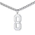 FindChic Jersey Number 8 Necklaces for Men Boys Stainless Steel Sports Player Football Basketball Number Pendant with 22'' Curb Chain Athelets Lucky Jewelry