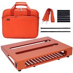 GOKKO Guitar Pedal Board 13.8” x 11” with Carrying Bag, Built-in Power Supply Mounting Plate (Vibrant Orange)