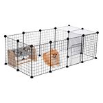 PAWZ Road Pet Playpen, Metal Yard Fence with Door, 15pcs DIY Cage House Portable Indoor with Black Resin Panels for Small Animals Puppies, Kitties, Rabbits