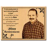 Incredible Gifts India Happy Retirement Gift For Sir, Mother, Father, Men Or Boss - Personalized Engraved Photo Frame Large Size (16 X 12 Inches, Wood Wall Mount (Brown)