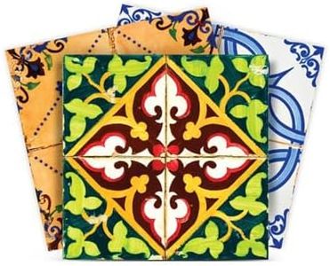 Tile Stickers 24 PC Set Authentic Traditional Talavera Tiles Stickersl Bathroom & Kitchen Tile Decals Easy to Apply Just Peel & Stick Home Decor 6x6 Inch (Kitchen Tile Decal Mix HA4)