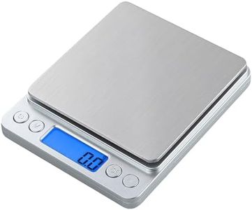 Small Digital Scale,3kg/0.1g,Kitchen Scale,Food Scale,with Blue Backlit LCD Display, 6 Units, Auto Off, Tare, PCS Function, Stainless Steel, Battery Included,2 Trays