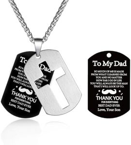 P.BLAKE To My Dad Dog Tag Cross Necklace from Son, Stainless Steel Cross Pendant Father's Day Christmas Christian Religious Valentines Birthday Jewelry Gifts for Daddy Father Him