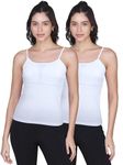 DChica Padded Camisole Bra for Women (Pack of 2) Sleeveless Undershirts with Adjustable Straps, Cotton Camisole | Tank Top/innerwear for Women(Color-White) Camisole Vest