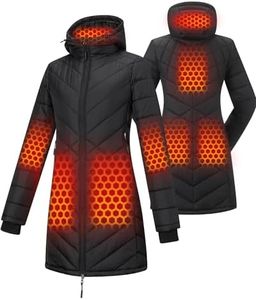 Topdot Beheizbare Fleece Jacke Damen mit Powerbank 12V 18400mAh, 8 Heizzonen, Beheizte Jacke mit 4 Temperaturstufen, Heizjacke für Wärme,Lang,M