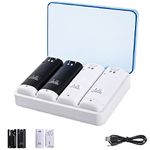 Rechargeable Wii Remote Batteries, TechKen Charging Station with 4 Pack 2800mAh Wii Rechargeable Battery Pack for Wii Controller, Wii Charger Compatible with Nintendo Wii Controller