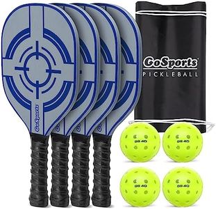 GoSports Pickleball Set with 4 Paddles, 4 Regulation Pickleballs and Carry Case - Classic, Retro, Steel Blue or Yellow