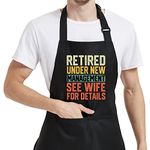 Retirement Gift for Men Women - Grill Aprons for Men - Retirement Apron for Chef Grilling Kitchen BBQ, Retired Gifts for Husband, Dad, Wife, Mom,Grandpa, Grandma(Retired Under New Management), Retired