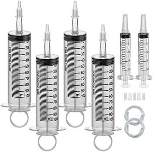 4 Pack 100ml Plastic Syringe Large Syringes Catheter Tip Sterile Individual Wrap with Tip Cap Adapter Soft Tube,Measurement for Scientific Labs,Measuring Liquids,Pet Feeding,Oil or Glue Applicator(100ml 4)