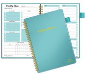 Weekly Planner Undated, Weekly Goals Schedule Planner with Spiral Binding, Regolden-Book To Do List Notebook Calendars Organizers Habit Tracker Journal for Man & Women, Pocket,Pen Loop, 53 Weeks (7x10")