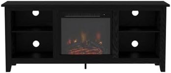 Walker Edison Essential 58" Traditional Wood Fireplace TV Stand in Black