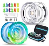 MAGICYOYO Responsive Yoyo for Kids K2 Crystal, Dual Purpose Plastic Yo-Yo for Beginners, Replacement Unresponsive Bearing for Intermediate Advanced+12 Yoyo Strings+2 KK Bearings + 1 Yoyo Case