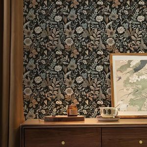 Yancorp 17.3"x394" Peel and Stick Wallpaper for Bedroom Accent Wall Boho Floral Removable Contact Paper for Cabinets and Drawers Bathroom Farmhouse