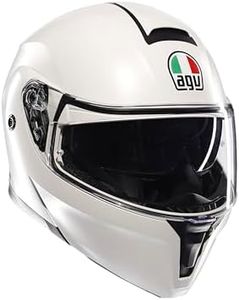AGV Streetmodular ECE 22-06 Mono, Modular Helmet, Flip Up Motorcycle Helmet ECE 22-06 P/J With Sun Visor, Matt Materia White, M