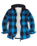 Womens Fleece Jacket Sherpa Lined Zip Up Buffalo Plaid Flannel Shirts Coat Long Sleeve Hoodies Women Blue XXL