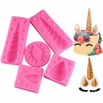 Small Size Unicorn Cake Topper Decoration Molds Set- MoldFun 3D Horn Ears Eyelashes Silicone Mould for Fondant Chocolate Gum Paste Candle Polymer Paper Clay, Perfect for Birthday Decorating