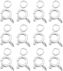 Ofiuny Spring Ring Clasp for Jewelry Making,925 Sterling Silver Necklace Clasps and Closures with Open Jump Rings,7MM Thicken Style Spring Clasps Made in Italy
