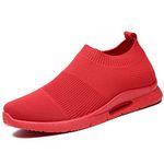 MGNLRTI Mens Casual Shoes Lightweight Athletic Slip on Trainers Breathable Walking Jogging for Sneakers Gym Fitness Sports Red Mens Size 9 UK(Label Size:43)