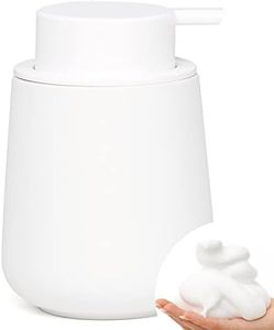 BosilunLife Foam Soap Dispenser - 12 oz Bathroom Lotion Pump, White Ceramic Dish Liquid Dispenser for Kitchen and Hand Wash (Rubber Paint)