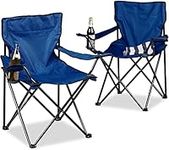 Unibos Set of 2 Folding Camping Chairs, Comfortable, Heavy Duty Structure, Max. Load Capacity 100 kg, with Cup Holder, Outdoor Chair