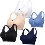 DODOING Zip Front Sports Bra Post Surgery Bra Yoga Bra Workout Fitness Activewear Racerback Padded Bras for Women-5PCS
