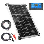 30W Solar Panel 12V Battery Chager + 10A PWM Charge Controller + Extension Cables…