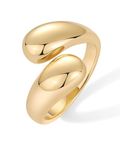 PAVOI 14K Gold Plated Chunky Open Twist Stackable Rings for Women | Bold Crossover Statement Ring Band, Yellow Gold, No Gemstone