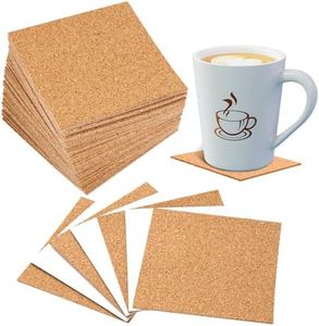 YBVABE 60Pack Cork Coasters Self-Adhesive Squares Cork Mats, 96x96x1mm Reusable Cork Board Cork Backing Sheets for Coasters, and DIY Crafts Supplies with Strong Adhesive-Backed (60Pack 96x96x1mm)