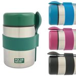 Polar Gear Insulated Food Flask – Triple Layer Stainless Steel Soup & Food Container With Spoon – Keep Meals & Drinks Hot for 6 Hours & Cold for 6 Hours – For Work, School & Travelling (Forest)