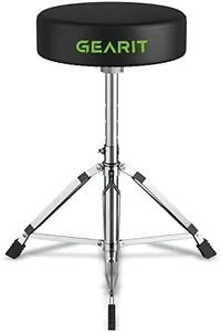 GearIT Drum Throne with Padded Leather Seat, Double-Braced Legs, Swivel Control, Anti-Slip Rubber Feet, Height Up to 23.5 in.