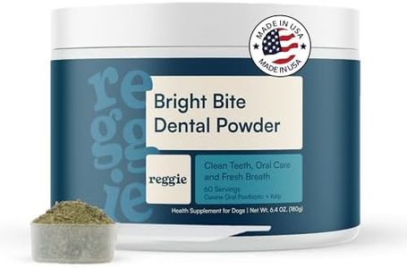 Reggie Bright Bite Dental Powder for Dogs | Reduces Bad Breath, Plaque, Tartar | Made in The USA, Organic, Vet-Approved, Ideal for All Ages & Breeds - 60 Scoops