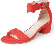 J. Adams Mimi Ankle Strap Kitten Heel Sandal, Red Vegan Suede, 8