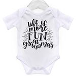 ART HUSTLE Life is More Fun at Grandma's Short Sleeve Bodysuit/Baby Grow for Baby Boy Or Girl (White, 0-3m)