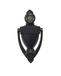 QCAA Door Knocker with 180 Degree Viewer, Die-Cast Construction 5-1/2'' Height, Matte Black, 1 Pack