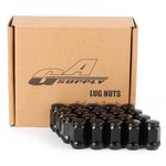 GAsupply 12x1.5 Black Lug Nuts, M12x1.5 Closed End Bulge Acorn Wheel Lug Nut, 1.38” 35mm Tall, 3/4" 19mm Hex, Conical Seat 60 Degree, 20 Pack