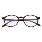 Gleyemor Blue Light Glasses for Men Women, Vintage Round Frame Computer Eyeglasses, 04 Brown, lenswidth