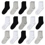 GENTABY Toddler Kids Crew Socks-15 pairs Boys Girls School Ankle Socks Casual Sport Thin Soft Socks for Children Aged 4-7