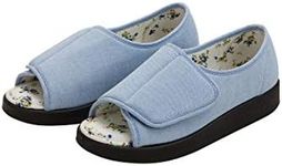 Silverts Women’s Extra Wide Sandal Shoes for Seniors - Recovery Footwear for Swollen Neuropathy Lymphedema Edema Surgery, Denim/Black/Willow, 11 Wide