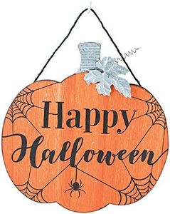 Burton and Burton 9733301 Wood Pumpkin Happy Halloween Wall Hanger, Multicolor