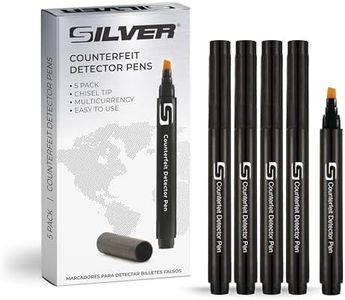 SILVER by AccuBANKER (5 Counterfeit Pens) Counterfeit Bill Detector Pen with Chisel Tip, Money Checker, Detector Pen Detects Fake Counterfeit Bills from Most World Currencies