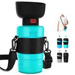 PETDOTT Dog Water Bottle 28OZ, Portable Dog Water Bowl Dispenser for Traveling Walking Hiking, Pet Travel Water Bowl for Dogs Foldable 2-in-1 Design, Keep Thirsty Dogs Hydrated, BPA Free
