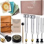 Tuning Forks for Healing Set - 4 Frequencies (128Hz, 136.1Hz, 432Hz, 528Hz) with Gem Foot, Visual Mandala Cards - Premium Sound Therapy Kit for Mindful Relaxation, Anxiety Relief & Holistic Wellness